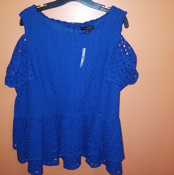 NwT Lb Blue Cold Shoulder Peblum 22P - Picture 2 of 3